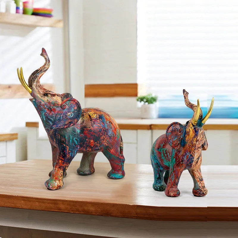 Creative Modern Simple Art Animal Elephant Ornaments Crafts Living Room Entrance Desk Resin Decoration