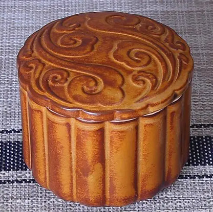Creative Mooncake Tea Caddy Ceramic Travel Portable Sealed Pot, Pottery Storage Jar, Tea Set, Tea Warehouse, Tea Caddy