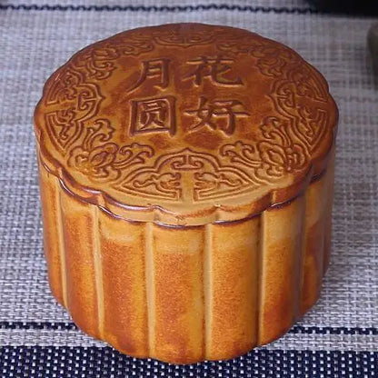 Creative Mooncake Tea Caddy Ceramic Travel Portable Sealed Pot, Pottery Storage Jar, Tea Set, Tea Warehouse, Tea Caddy