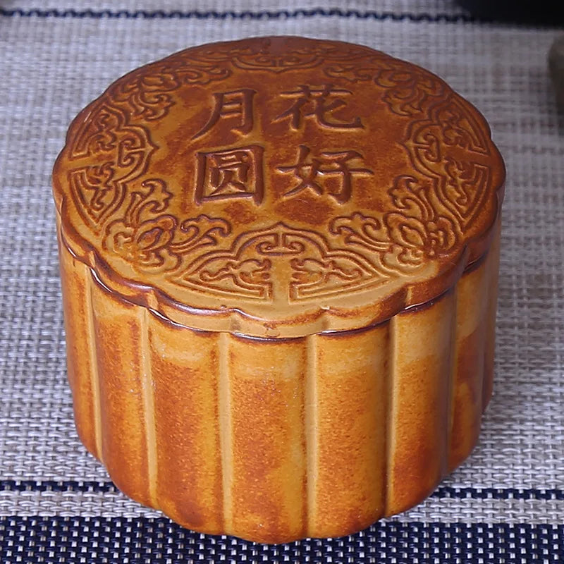 Creative Mooncake Tea Caddy Ceramic Travel Portable Sealed Pot, Pottery Storage Jar, Tea Set, Tea Warehouse, Tea Caddy
