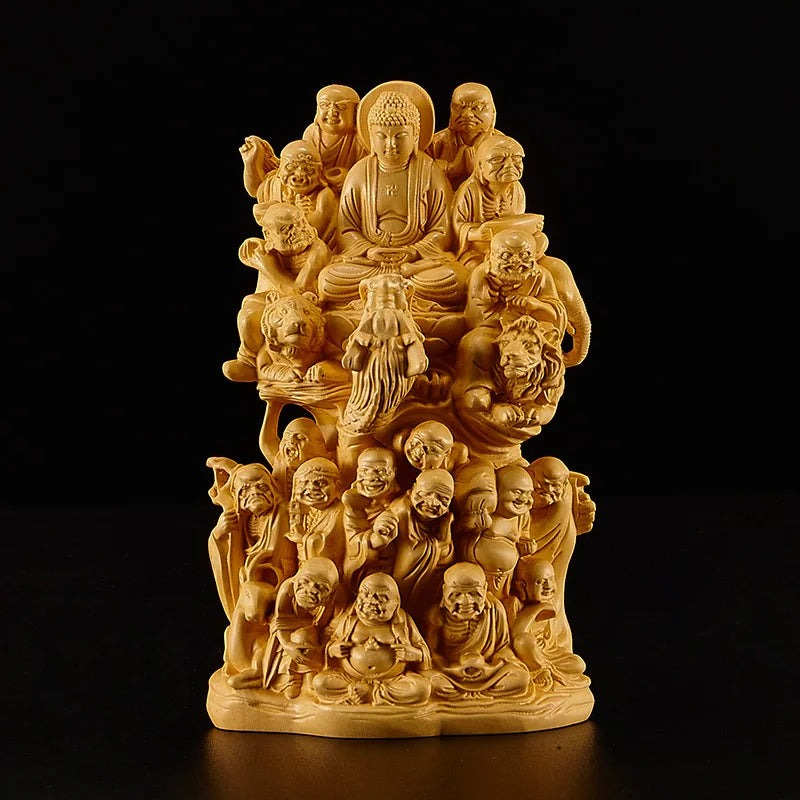 Creative Orange Decoration Home Decor China Buddhism 9 6 16cm Wood Statues Sculptures Backyard Garden Decorations Free Shipping