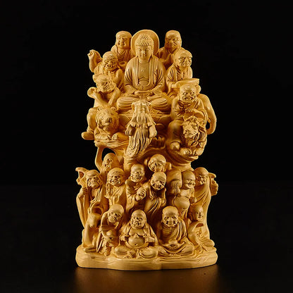 Creative Orange Decoration Home Decor China Buddhism 9 6 16cm Wood Statues Sculptures Backyard Garden Decorations Free Shipping