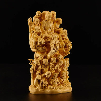 Creative Orange Decoration Home Decor China Buddhism 9 6 16cm Wood Statues Sculptures Backyard Garden Decorations Free Shipping