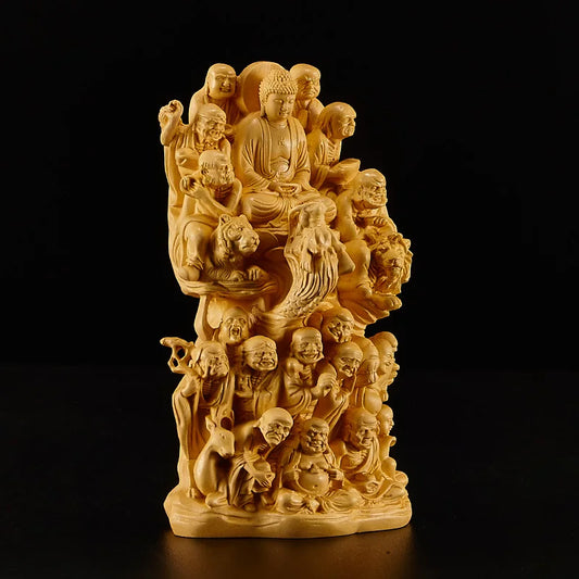 Creative Orange Decoration Home Decor China Buddhism 9 6 16cm Wood Statues Sculptures Backyard Garden Decorations Free Shipping