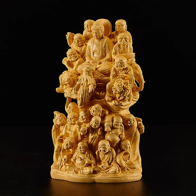 Creative Orange Decoration Home Decor China Buddhism 9 6 16cm Wood Statues Sculptures Backyard Garden Decorations Free Shipping