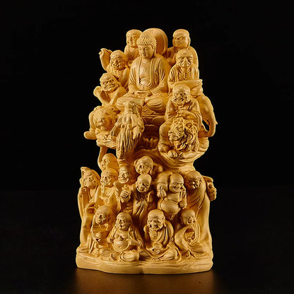 Creative Orange Decoration Home Decor China Buddhism 9 6 16cm Wood Statues Sculptures Backyard Garden Decorations Free Shipping