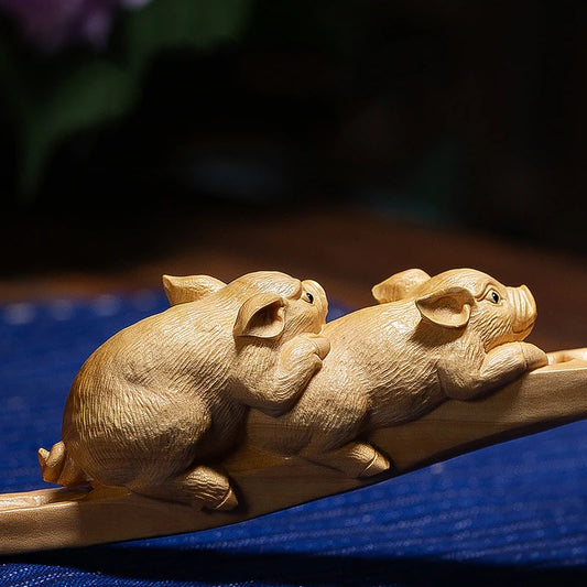Creative Orange Decoration Sculptures 4.5 6 24cm Cute Pig Mascot Wood China Statues Sculptures Decoration Home Special Offer