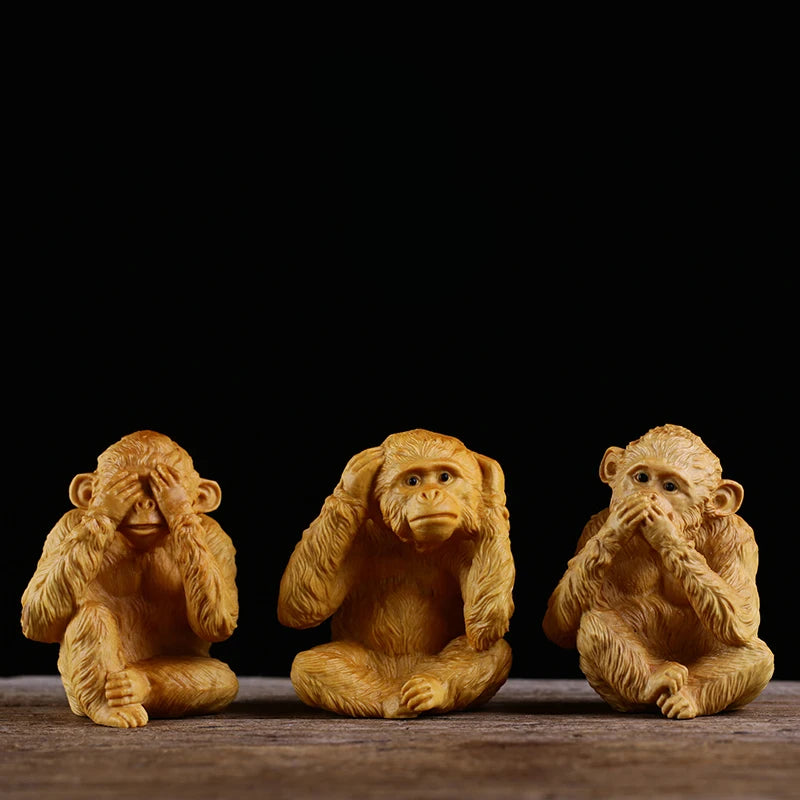 Creative Orange Decoration Sculptures China Monkey Wood Animal 6.8cm Statues Sculptures Elegant Room Ornaments 2023