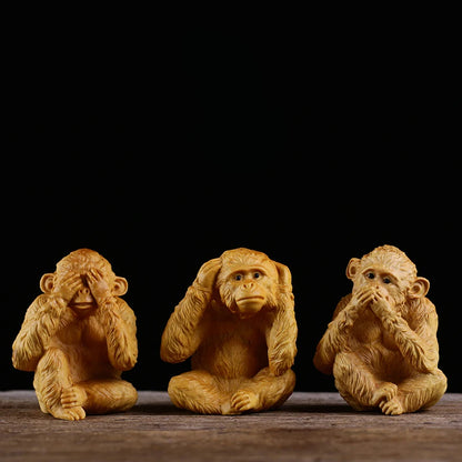 Creative Orange Decoration Sculptures China Monkey Wood Animal 6.8cm Statues Sculptures Elegant Room Ornaments 2023