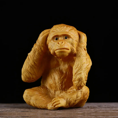 Creative Orange Decoration Sculptures China Monkey Wood Animal 6.8cm Statues Sculptures Elegant Room Ornaments 2023
