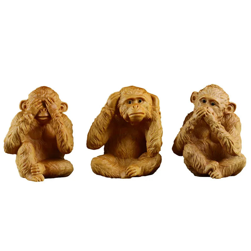 Creative Orange Decoration Sculptures China Monkey Wood Animal 6.8cm Statues Sculptures Elegant Room Ornaments 2023