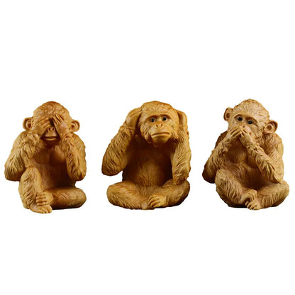 Creative Orange Decoration Sculptures China Monkey Wood Animal 6.8cm Statues Sculptures Elegant Room Ornaments 2023