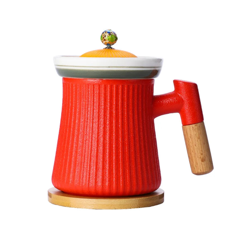 Creative Palace Style Tea Cup Cups Office Ceramic Mug With Filter Teaware Kitchen Dining Bar Home Garden