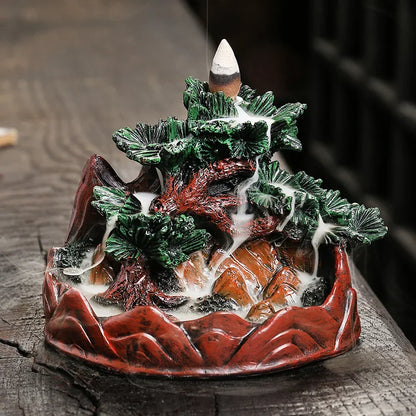Creative Pine Tree Resin Christmas Home Decorate Backflow Incense Burner Incense Censer
