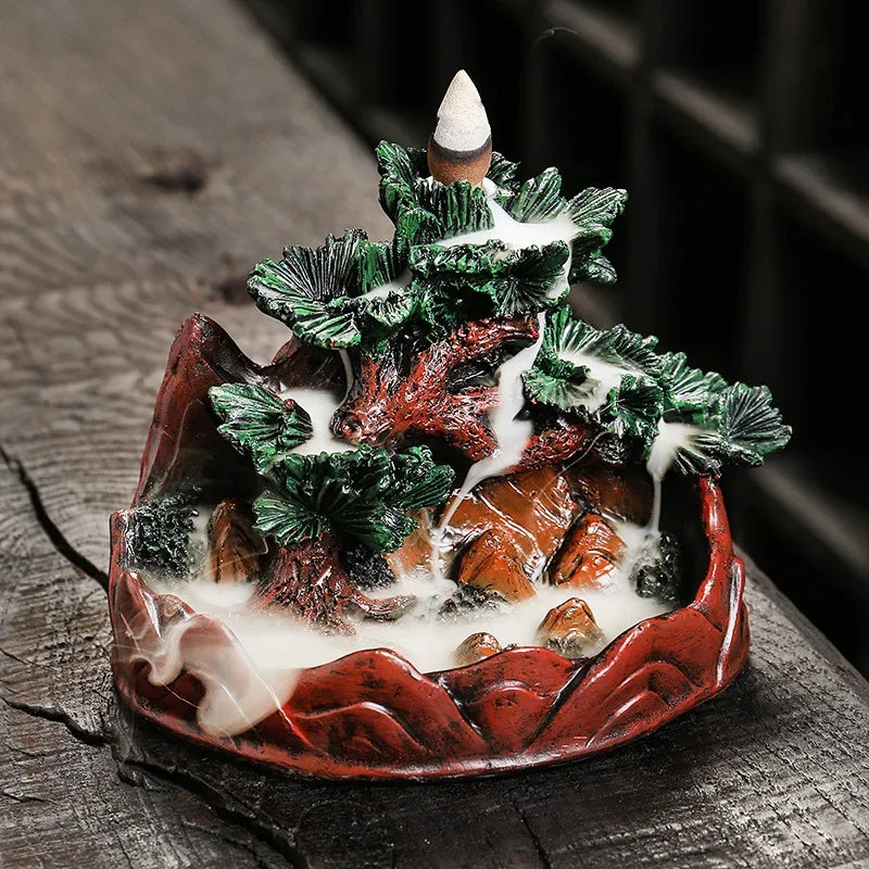Creative Pine Tree Resin Christmas Home Decorate Backflow Incense Burner Incense Censer