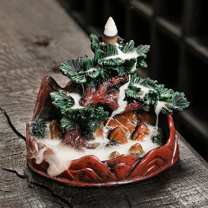 Creative Pine Tree Resin Christmas Home Decorate Backflow Incense Burner Incense Censer