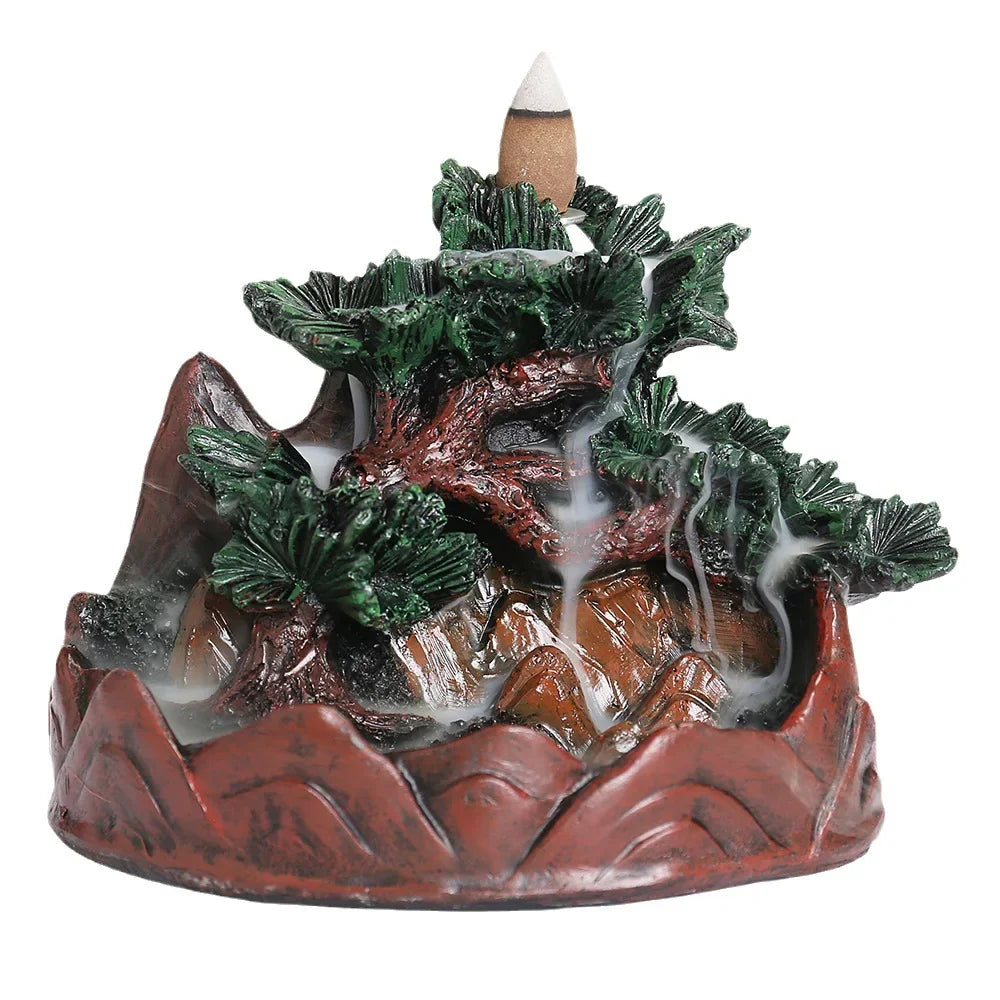 Creative Pine Tree Resin Christmas Home Decorate Backflow Incense Burner Incense Censer