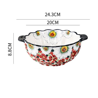 Creative Printing Ceramic Tableware Breakfast Bowl Home Kitchen Dinner Set Plates and Dishes Restaurant Tray Christmas Items