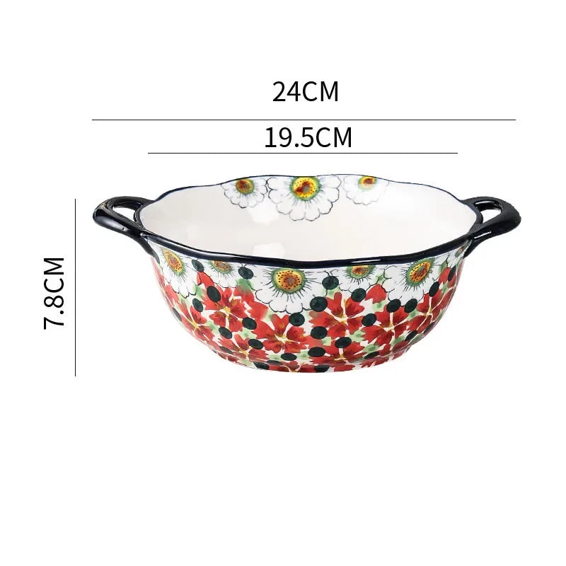 Creative Printing Ceramic Tableware Breakfast Bowl Home Kitchen Dinner Set Plates and Dishes Restaurant Tray Christmas Items