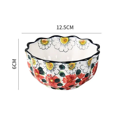 Creative Printing Ceramic Tableware Breakfast Bowl Home Kitchen Dinner Set Plates and Dishes Restaurant Tray Christmas Items