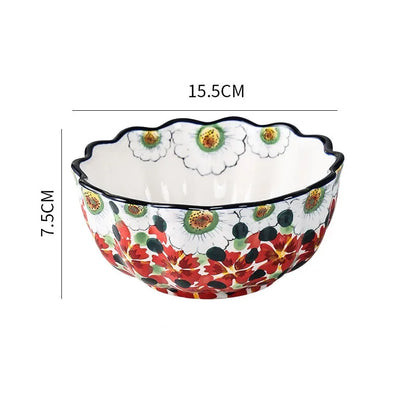 Creative Printing Ceramic Tableware Breakfast Bowl Home Kitchen Dinner Set Plates and Dishes Restaurant Tray Christmas Items