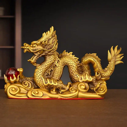 Creative Pure Copper Feng Shui Animal Dragon Ornaments Home Office Decor Auspicious Home Crafts Decor