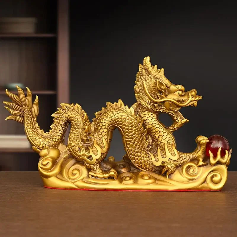 Creative Pure Copper Feng Shui Animal Dragon Ornaments Home Office Decor Auspicious Home Crafts Decor