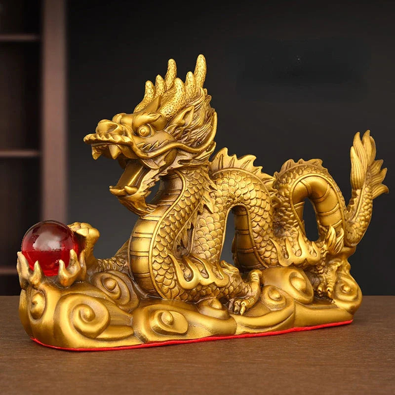 Creative Pure Copper Feng Shui Animal Dragon Ornaments Home Office Decor Auspicious Home Crafts Decor