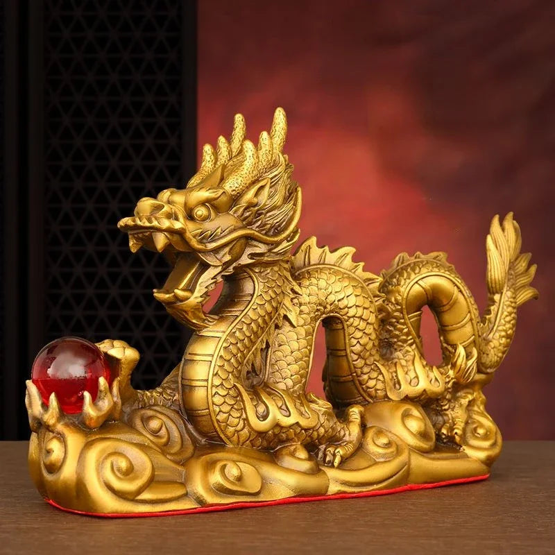 Creative Pure Copper Feng Shui Animal Dragon Ornaments Home Office Decor Auspicious Home Crafts Decor