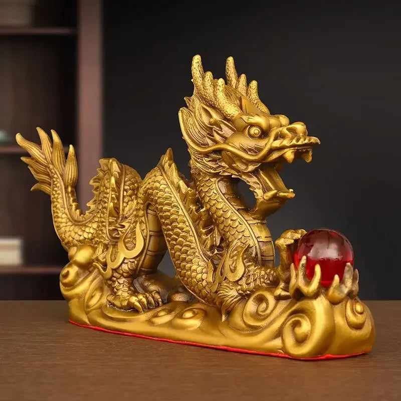 Creative Pure Copper Feng Shui Animal Dragon Ornaments Home Office Decor Auspicious Home Crafts Decor