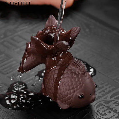 Creative Purple Clay Small Tea Pet Ornament Handmade Crafts Animal Figurine Tea Ceremony Accessories Tea Table Decoration