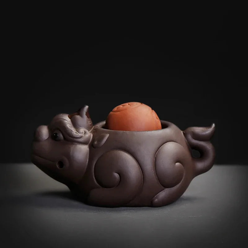 Creative Purple Clay Small Tea Pet Ornament Handmade Crafts Animal Figurine Tea Ceremony Accessories Tea Table Decoration