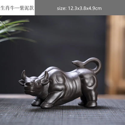 Creative Purple Sand 12 Zodiac Animal Decoration Chinese Handmade Tea Pet Lovely Feng Shui Tea Accessories Desktop Ornaments