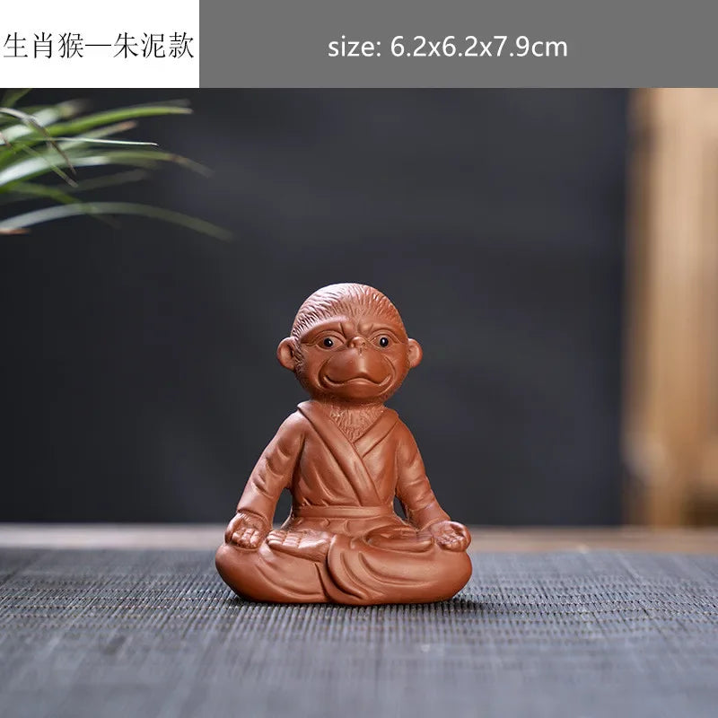 Creative Purple Sand 12 Zodiac Animal Decoration Chinese Handmade Tea Pet Lovely Feng Shui Tea Accessories Desktop Ornaments