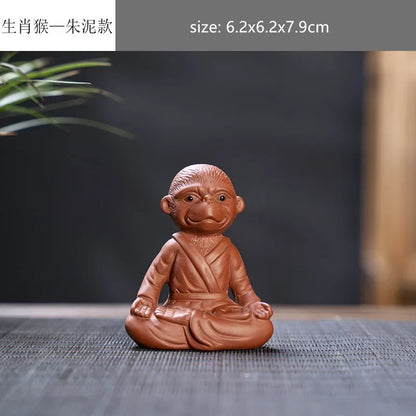 Creative Purple Sand 12 Zodiac Animal Decoration Chinese Handmade Tea Pet Lovely Feng Shui Tea Accessories Desktop Ornaments