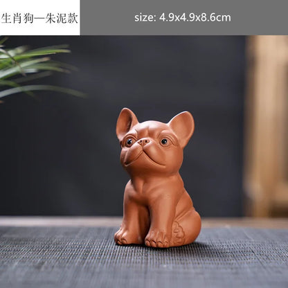 Creative Purple Sand 12 Zodiac Animal Decoration Chinese Handmade Tea Pet Lovely Feng Shui Tea Accessories Desktop Ornaments