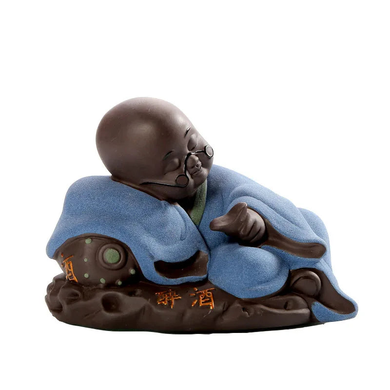 Creative Purple Sand Tea Ornaments Supportable Little Monk Poetry Wine Scented Tea Cute Buddha Home Decoration Tea Pet Zen Decor