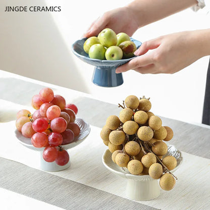 Creative Relief Ceramic Refreshment Handmade Retro Stoneware Fruit Plate Dessert Fruit Plate Dried Fruit Fruit Plate