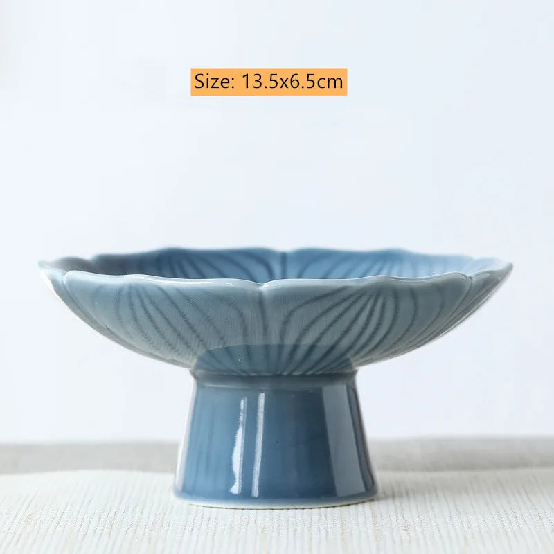 Creative Relief Ceramic Refreshment Handmade Retro Stoneware Fruit Plate Dessert Fruit Plate Dried Fruit Fruit Plate
