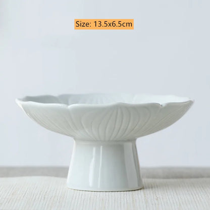 Creative Relief Ceramic Refreshment Handmade Retro Stoneware Fruit Plate Dessert Fruit Plate Dried Fruit Fruit Plate
