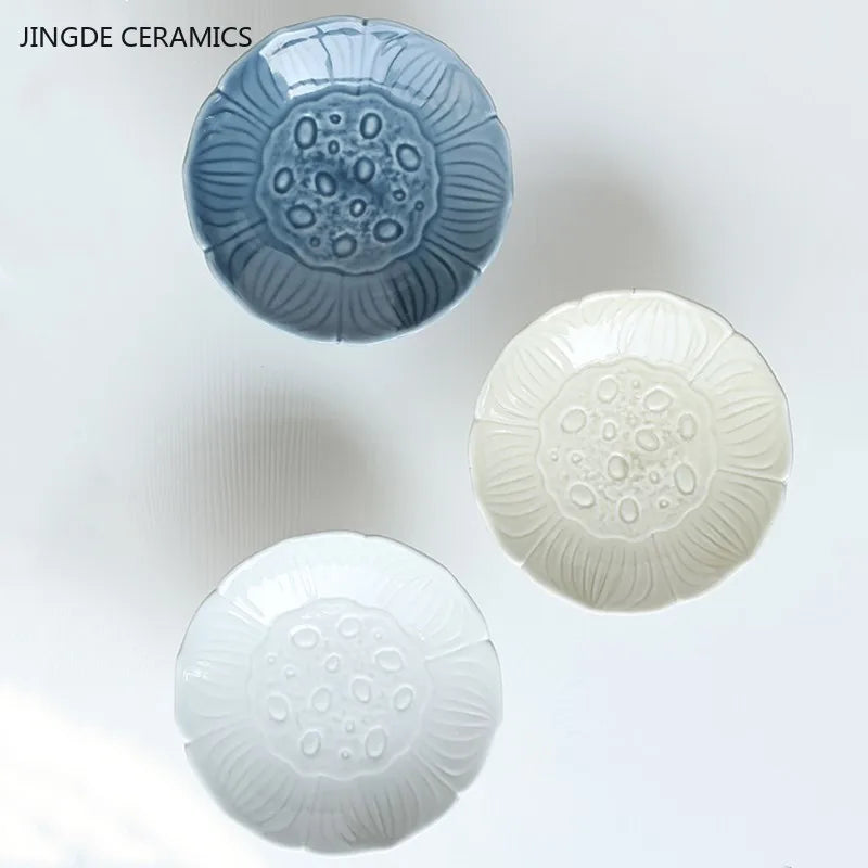 Creative Relief Ceramic Refreshment Handmade Retro Stoneware Fruit Plate Dessert Fruit Plate Dried Fruit Fruit Plate