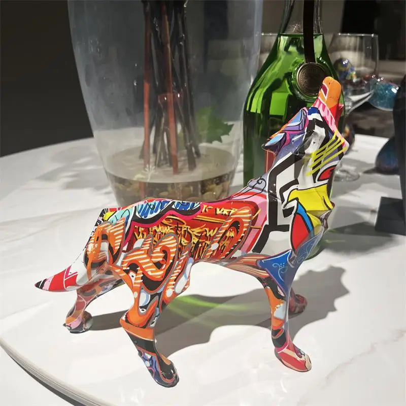 Creative Resin Crafts Geometric Wolf Decorations Home Living Room Office Table Decorations Decorative Gifts