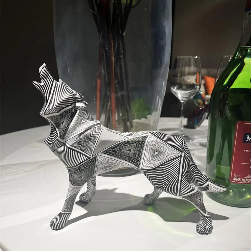 Creative Resin Crafts Geometric Wolf Decorations Home Living Room Office Table Decorations Decorative Gifts