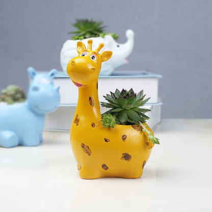 Creative Resin Flower pots Hippo giraffe shape Planters Succulent Plants animal Flower Pot Cute Pastoral Style Home Decoration