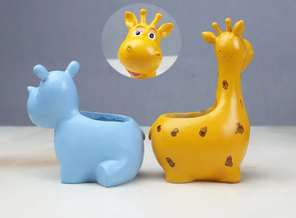 Creative Resin Flower pots Hippo giraffe shape Planters Succulent Plants animal Flower Pot Cute Pastoral Style Home Decoration