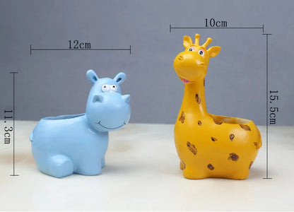 Creative Resin Flower pots Hippo giraffe shape Planters Succulent Plants animal Flower Pot Cute Pastoral Style Home Decoration
