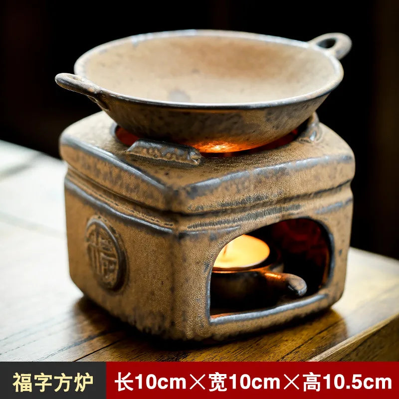 Creative Retro Ceramic Incense Burner Coarse Pottery Aroma Burners Essential Oil Lamp Candle Holder Tea Ceremony Home Decor