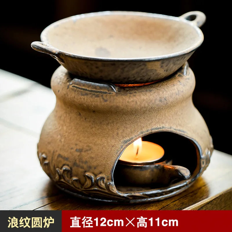 Creative Retro Ceramic Incense Burner Coarse Pottery Aroma Burners Essential Oil Lamp Candle Holder Tea Ceremony Home Decor