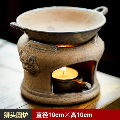 Creative Retro Ceramic Incense Burner Coarse Pottery Aroma Burners Essential Oil Lamp Candle Holder Tea Ceremony Home Decor