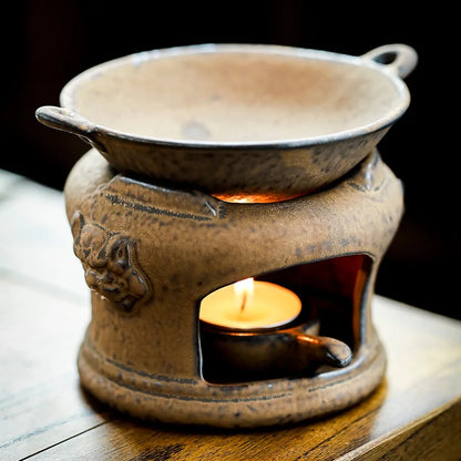 Creative Retro Ceramic Incense Burner Coarse Pottery Aroma Burners Essential Oil Lamp Candle Holder Tea Ceremony Home Decor